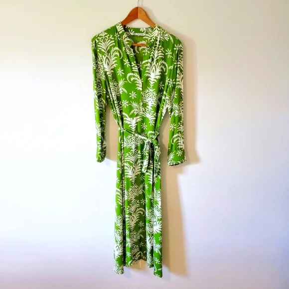 Zara Lilou Belted Green & White Floral Midi Sub Dress - Medium - Picture 5 of 11